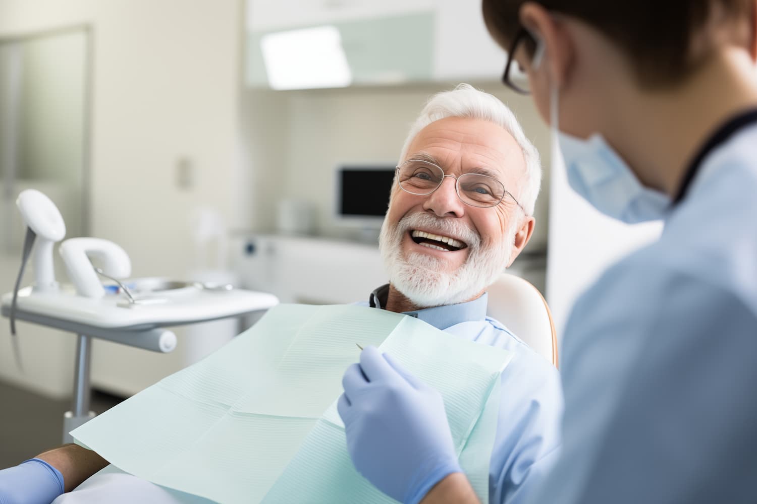 Senior man at the dentist