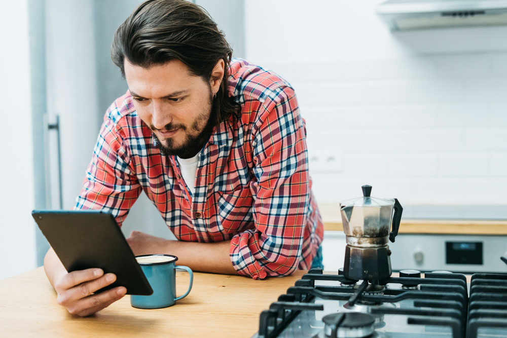 man uses telehealth
